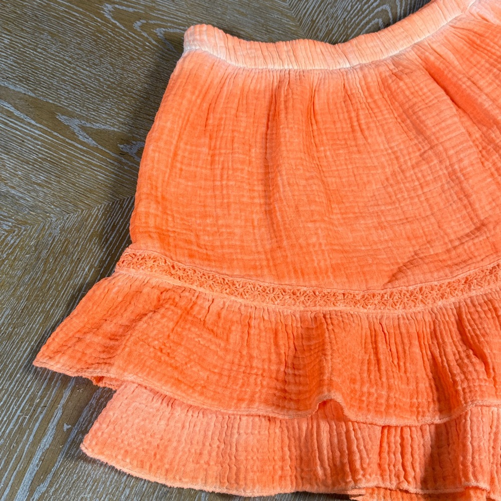 MICHAEL JOHN Women's Ruffled Tie-Dye Orange Shorts M - Picture 3 of 8